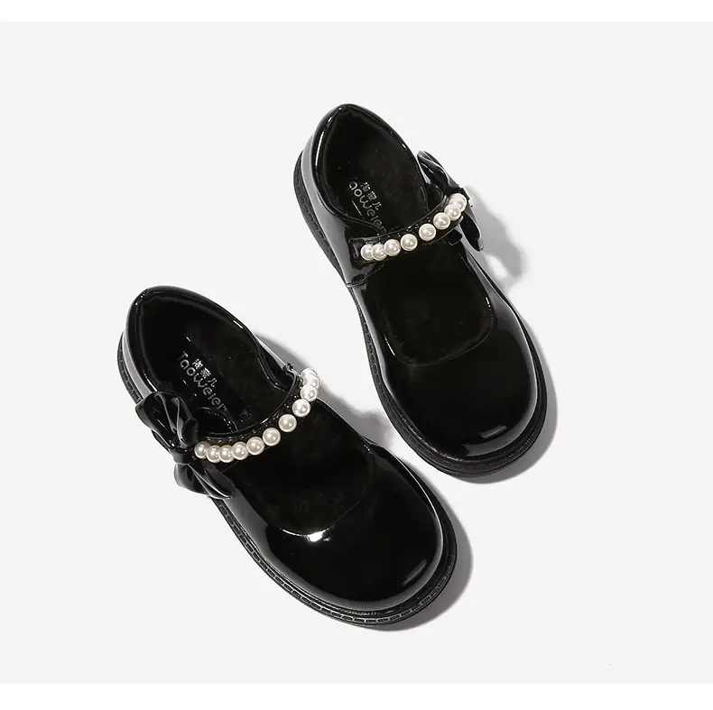 fleece-lined girls black leather shoes autumn and winter children Mary Jane Princess shoes student performance shoes school shoes performance cotton shoes — feature 27