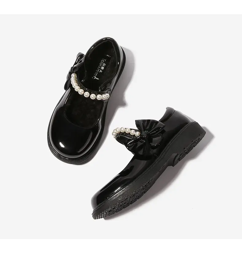 fleece-lined girls black leather shoes autumn and winter children Mary Jane Princess shoes student performance shoes school shoes performance cotton shoes — feature 31