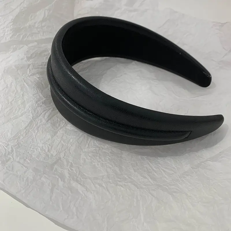 Korean Style PU Headband for Women with Hair Clip