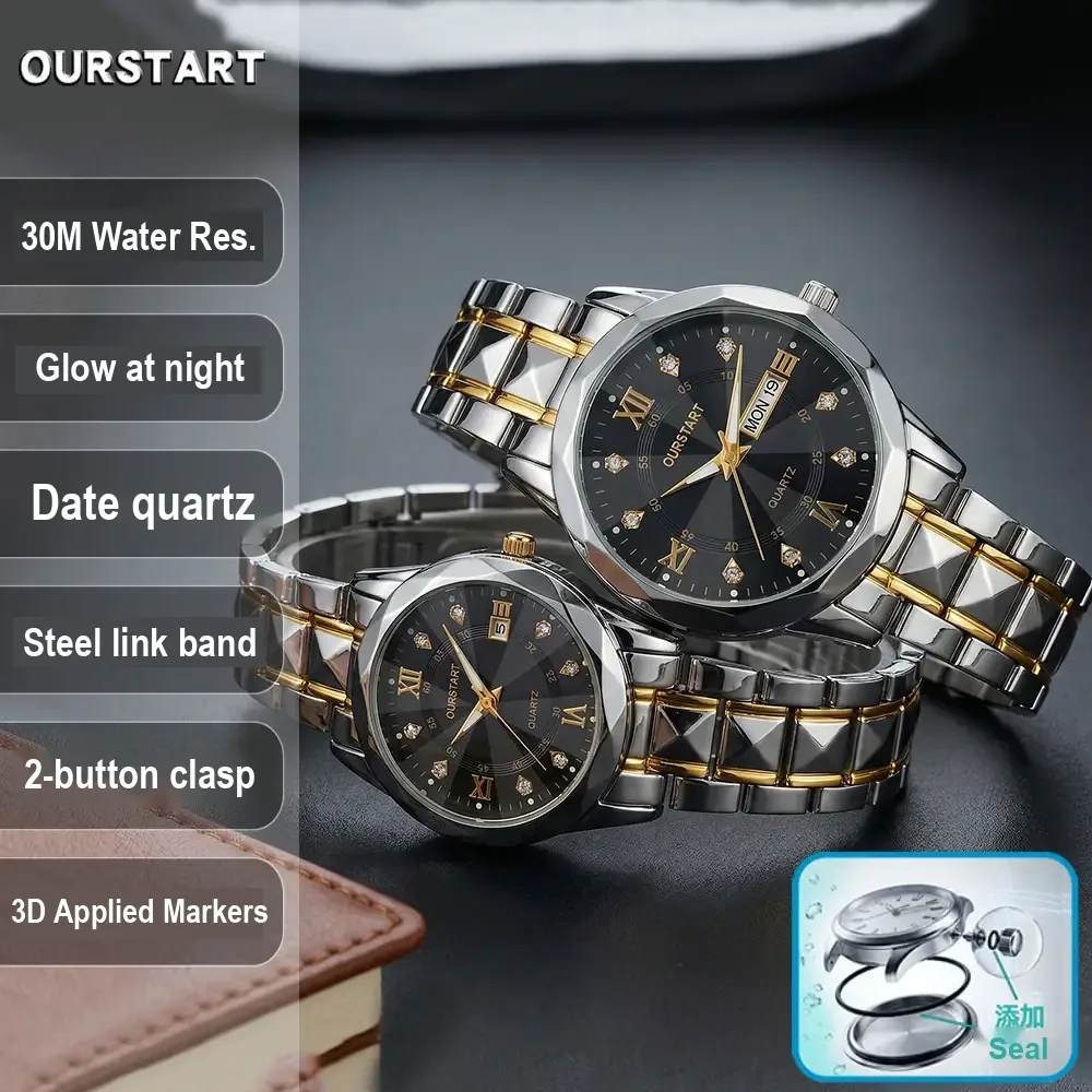 Men’s Two-Tone Quartz Watch – Dual Calendar, Luminous Hands - Image 19