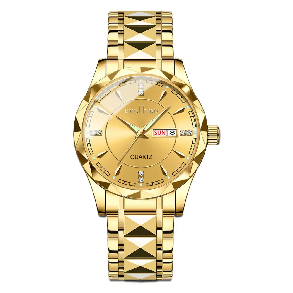 Hot-Selling In-Stock Men's Watches with a High-End Feel, Wholesale Cross-Border Luminous Waterproof Dual Calendar Steel Band Couple Quartz Watches
