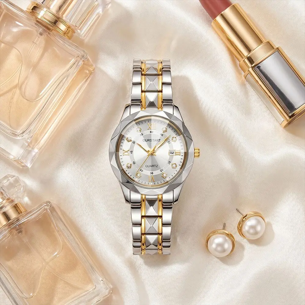 Hot-Selling In-Stock Men's Watches with a High-End Feel, Wholesale Cross-Border Luminous Waterproof Dual Calendar Steel Band Couple Quartz Watches