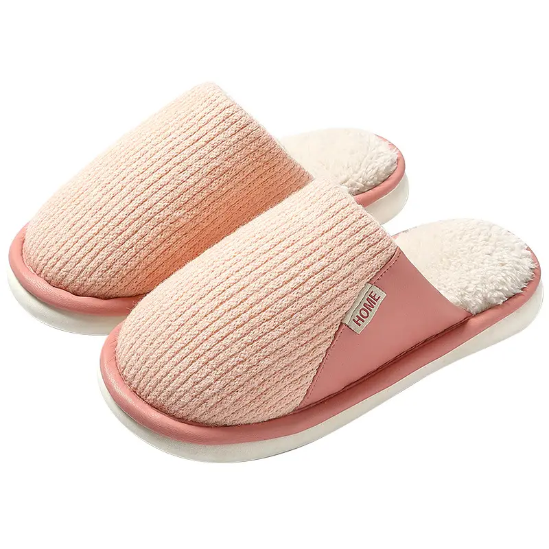 Women Pink Cotton Slippers Winter Warm Non-Slip - Image 6