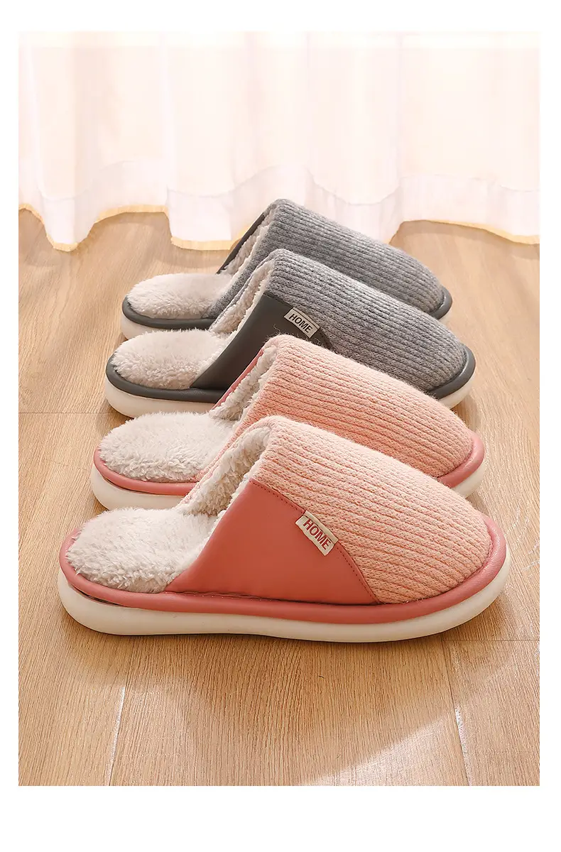 Women Pink Cotton Slippers Winter Warm Non-Slip — feature 10
