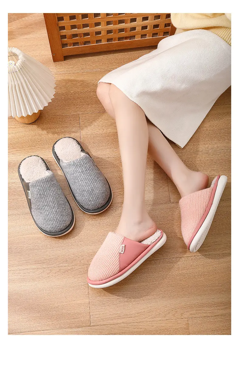 Women Pink Cotton Slippers Winter Warm Non-Slip — feature 13