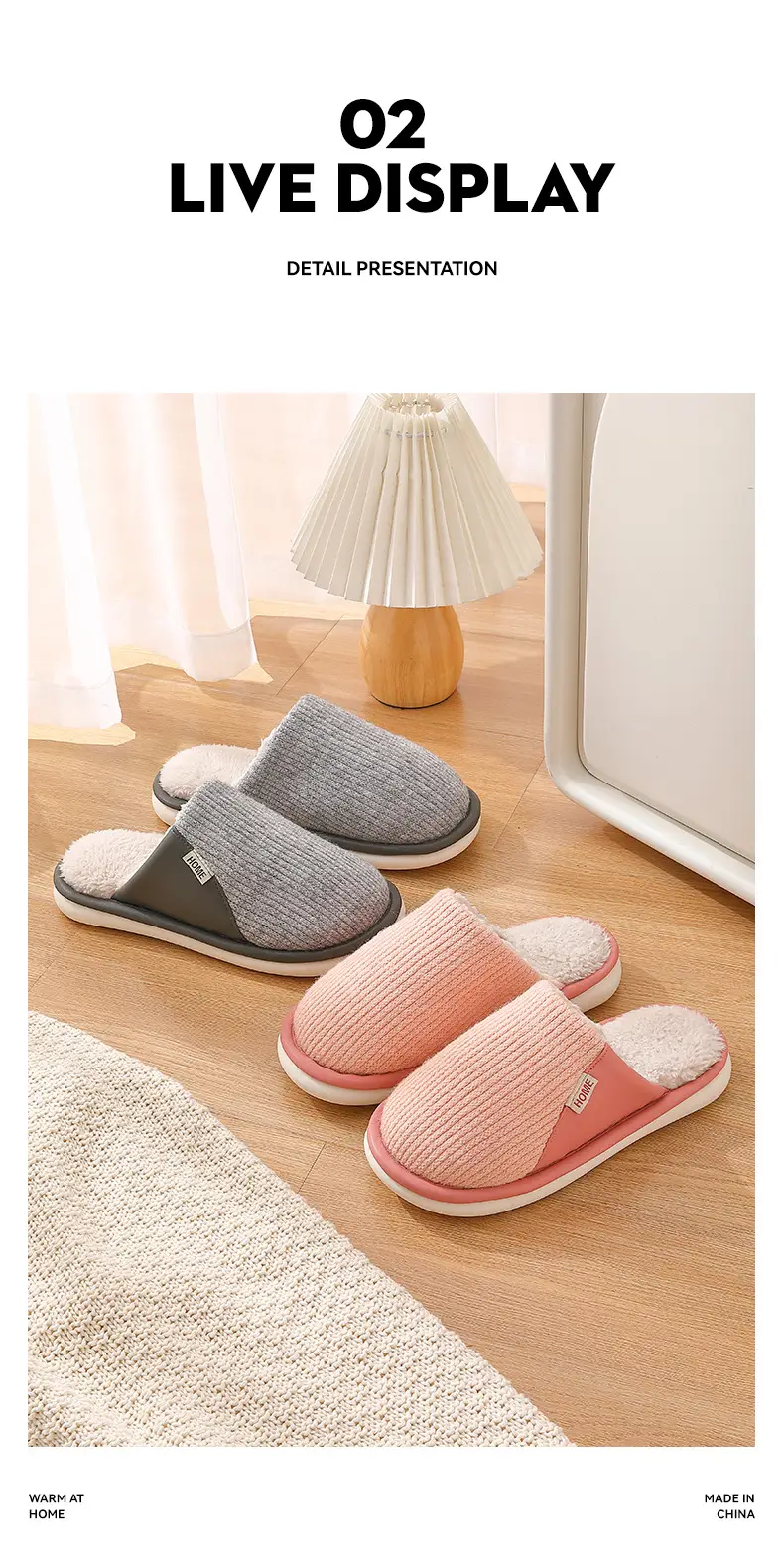 Women Pink Cotton Slippers Winter Warm Non-Slip — feature 8