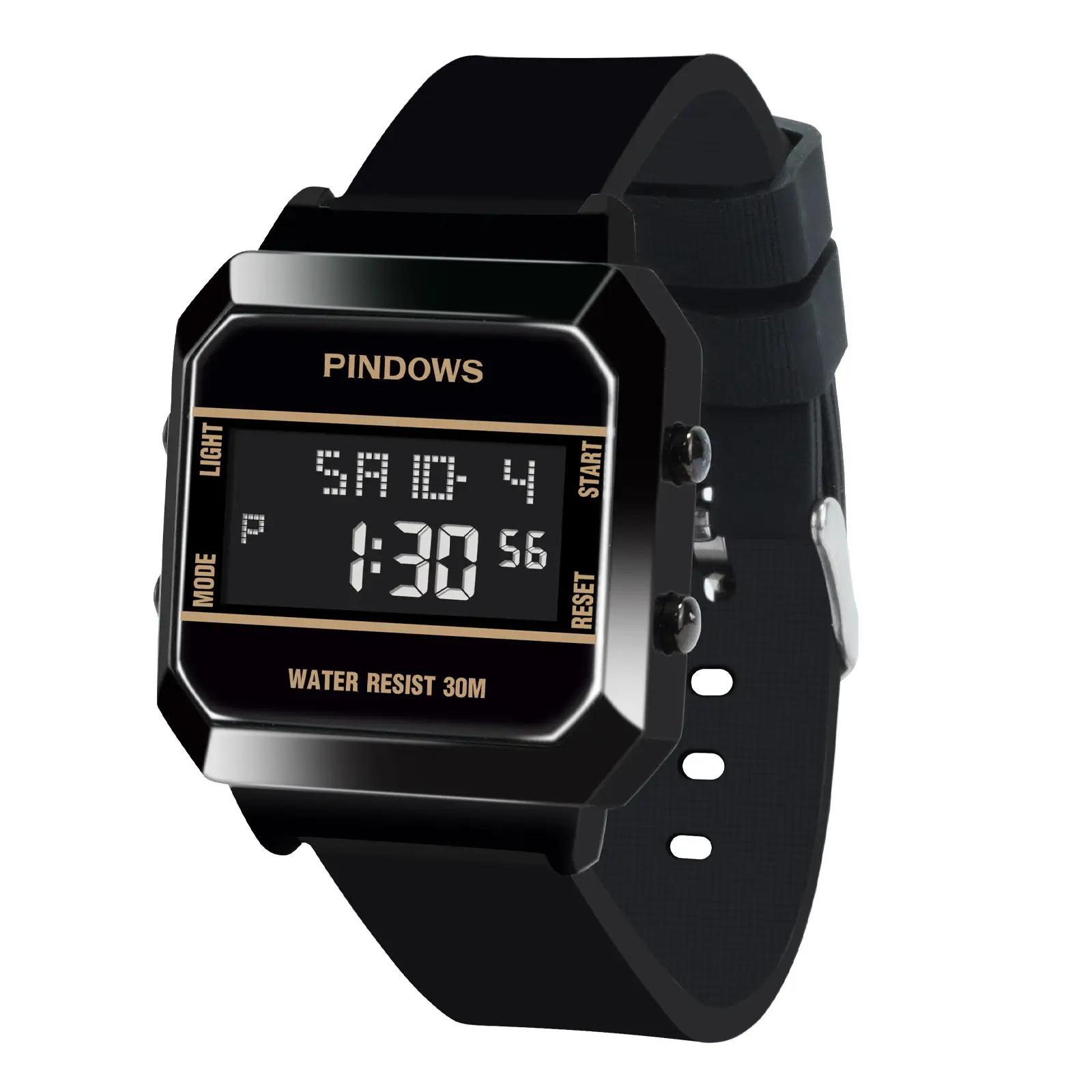 Men's Retro Luminous Sports Watch Black Orange 30m Water Resistant