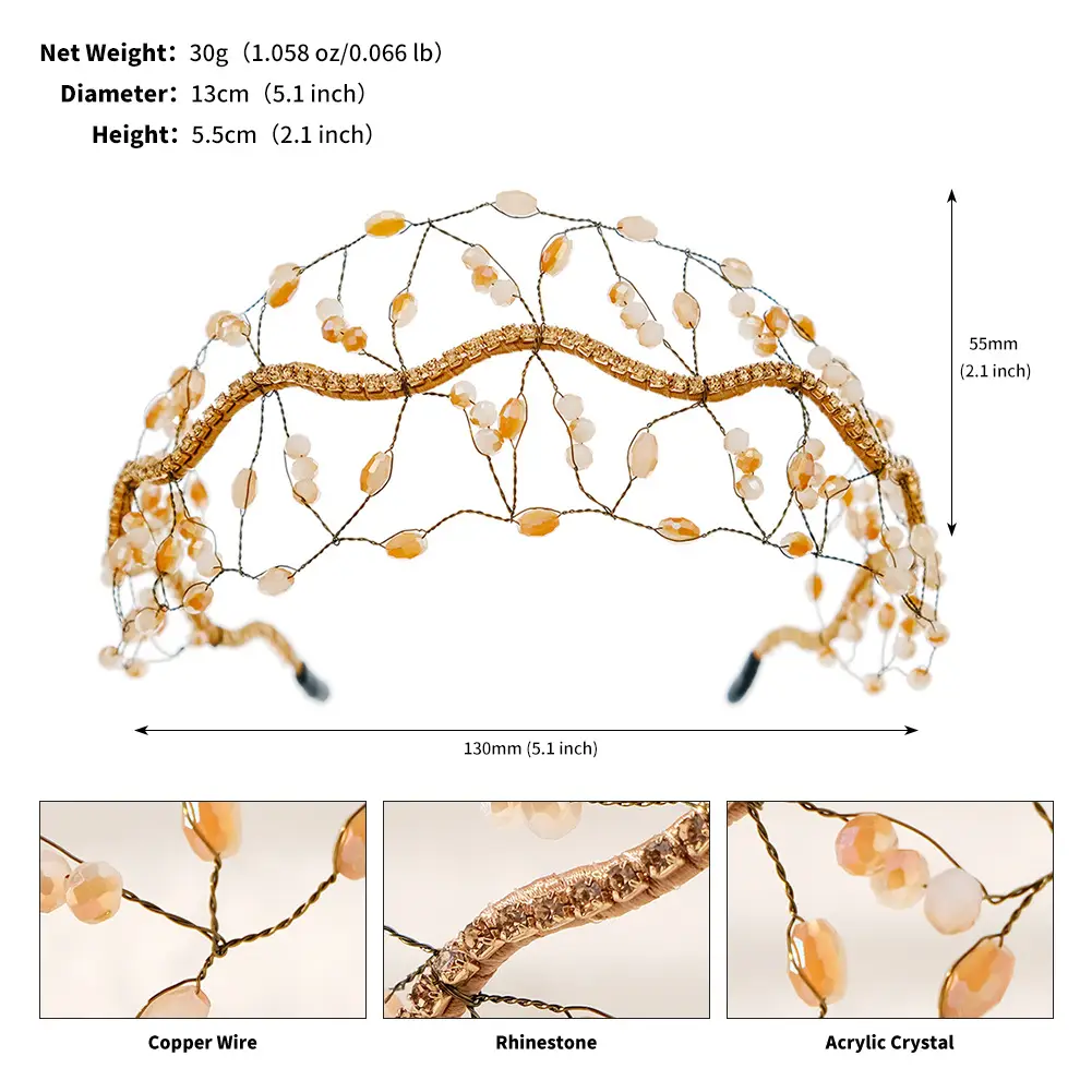 Cross-Border New Bridal Headband Crystal Mesh Hair Accessory for Women