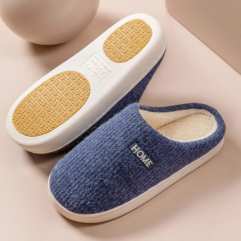 Elderly Anti-slip Slippers Home Autumn and Winter Men's Elder fleece-lined Warm Pregnant Women's Home Plush Cotton Slippers for Winter