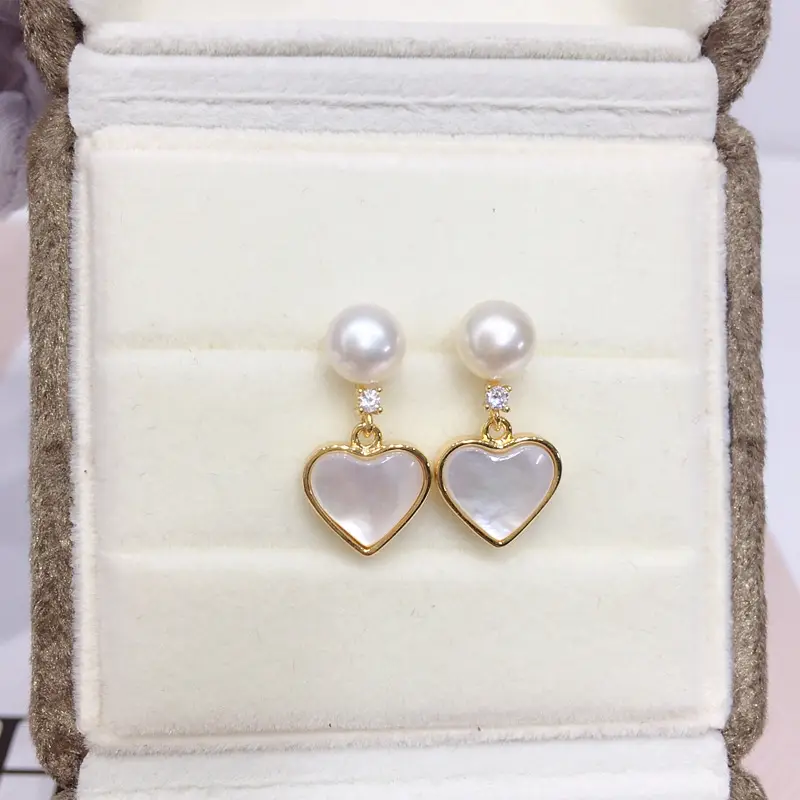 Heart Shaped Pearl Earrings for Women 18K Gold — feature 3