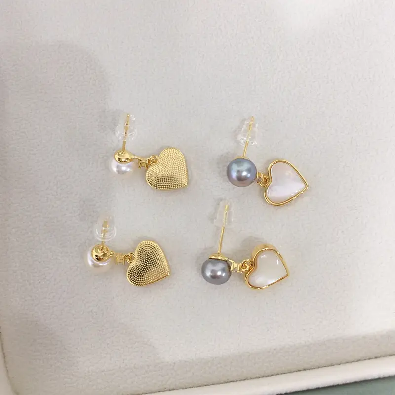 Heart Shaped Pearl Earrings for Women 18K Gold — feature 4