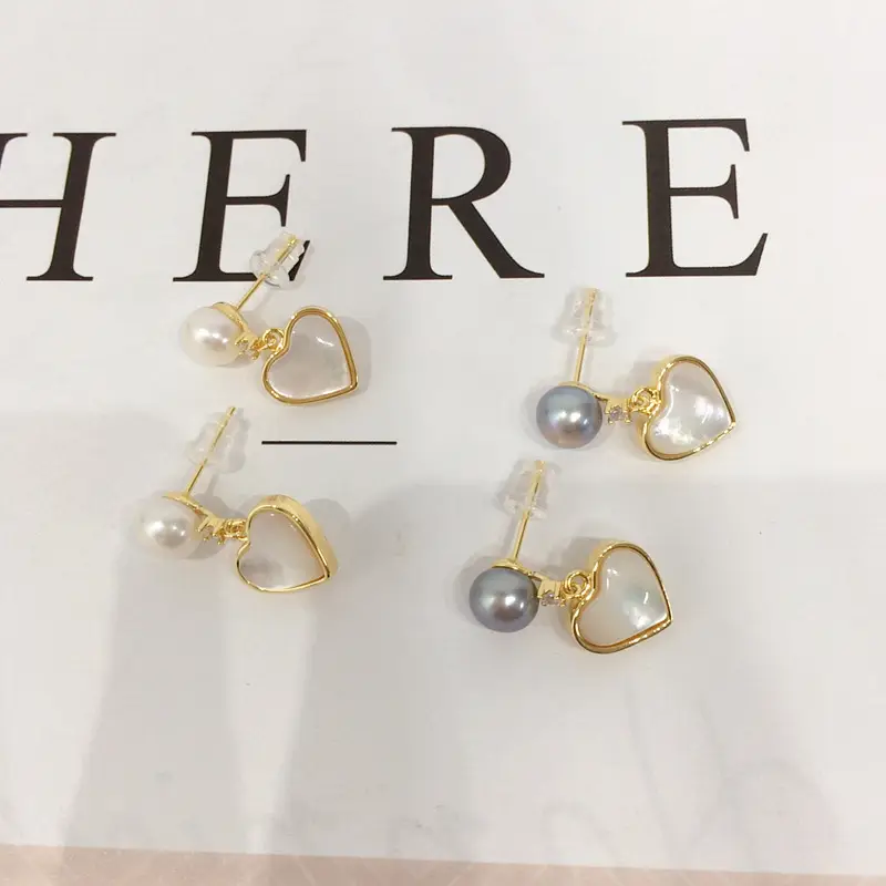 Heart Shaped Pearl Earrings for Women 18K Gold — feature 7