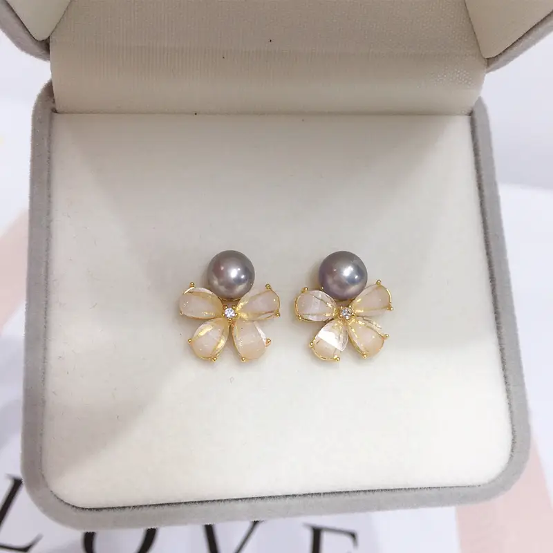 Zhuji Pearl Flower Earrings for Women 18K Gold - Image 4