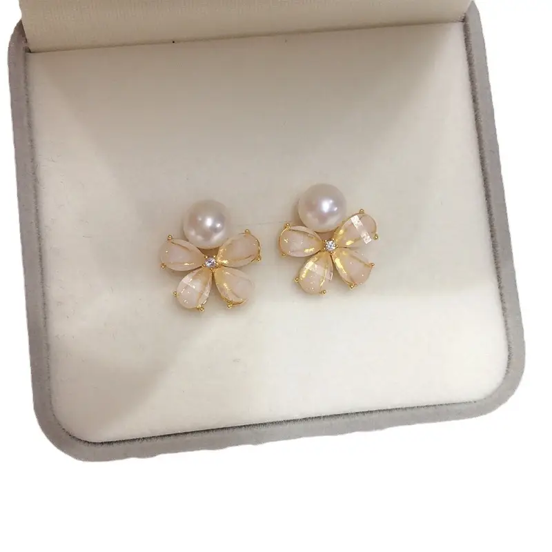 Zhuji Pearl Flower Earrings for Women 18K Gold - Image 6