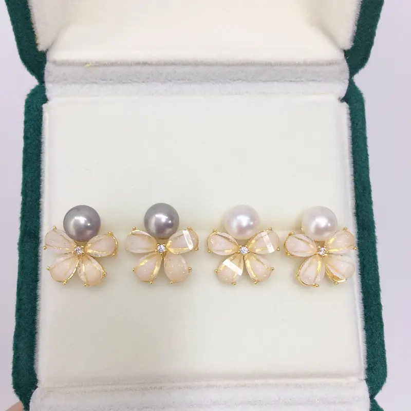 Zhuji Pearl Flower Earrings for Women 18K Gold — feature 3