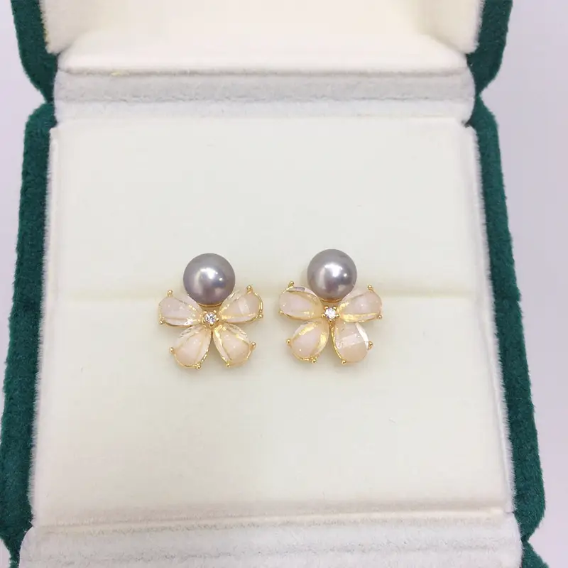 Zhuji Pearl Flower Earrings for Women 18K Gold - Image 2