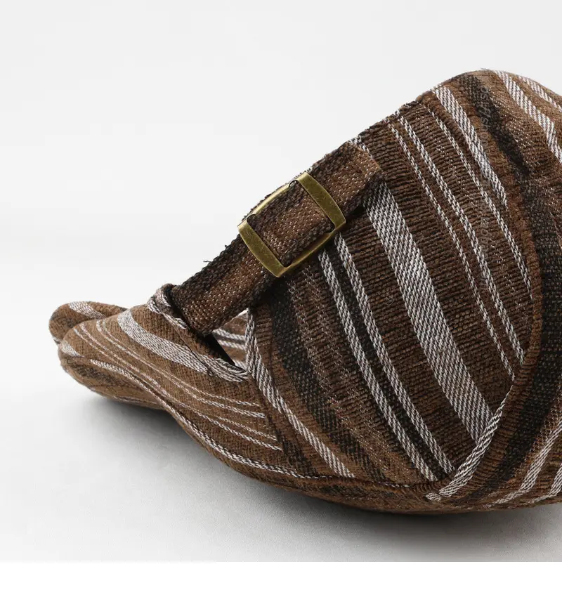 Men Women Striped Peaked Cap Brown Street Casual — feature 10
