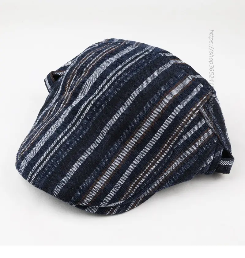 Men Women Striped Peaked Cap Brown Street Casual — feature 2