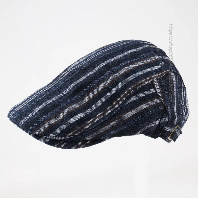 Men Women Striped Peaked Cap Brown Street Casual — feature 4