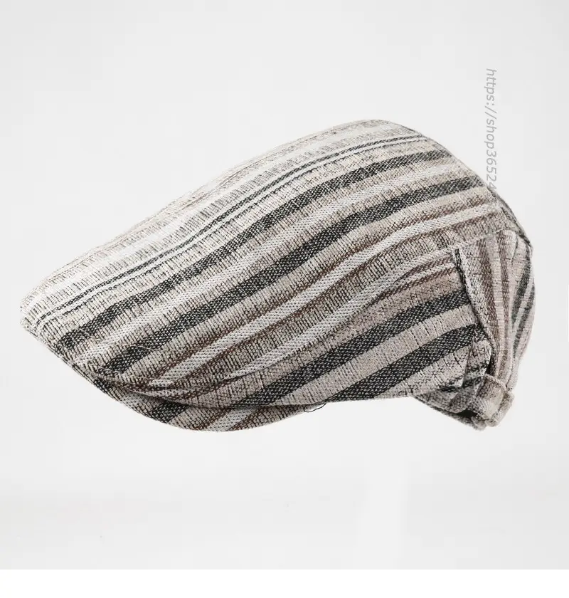 Men Women Striped Peaked Cap Brown Street Casual — feature 5