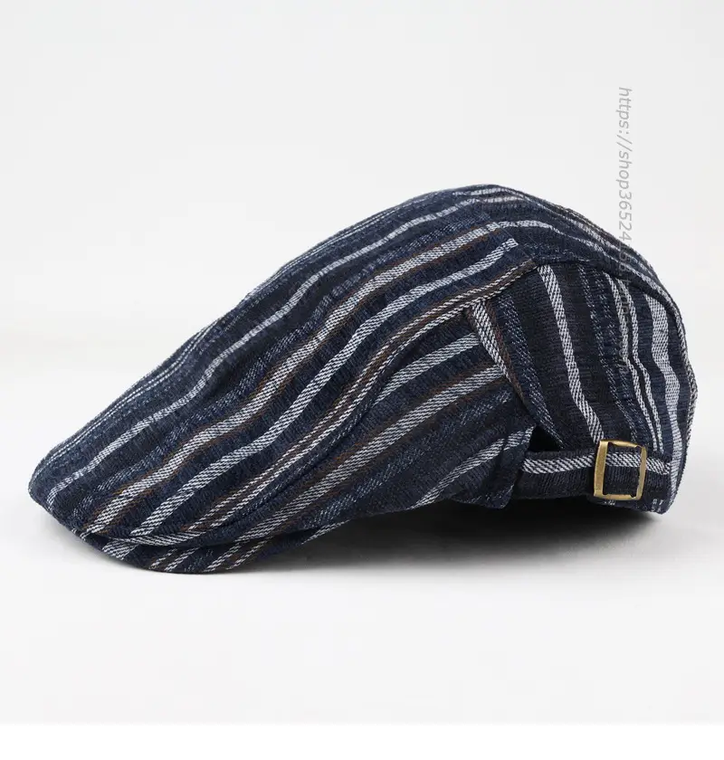 Men Women Striped Peaked Cap Brown Street Casual — feature 7