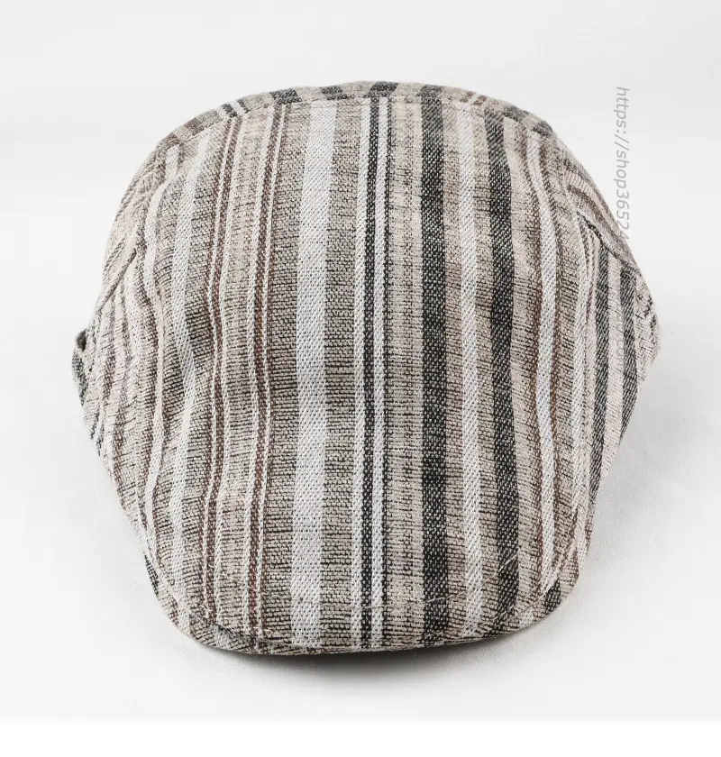 Men Women Striped Peaked Cap Brown Street Casual — feature 8