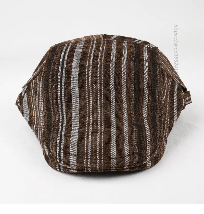 Men Women Striped Peaked Cap Brown Street Casual — feature 9