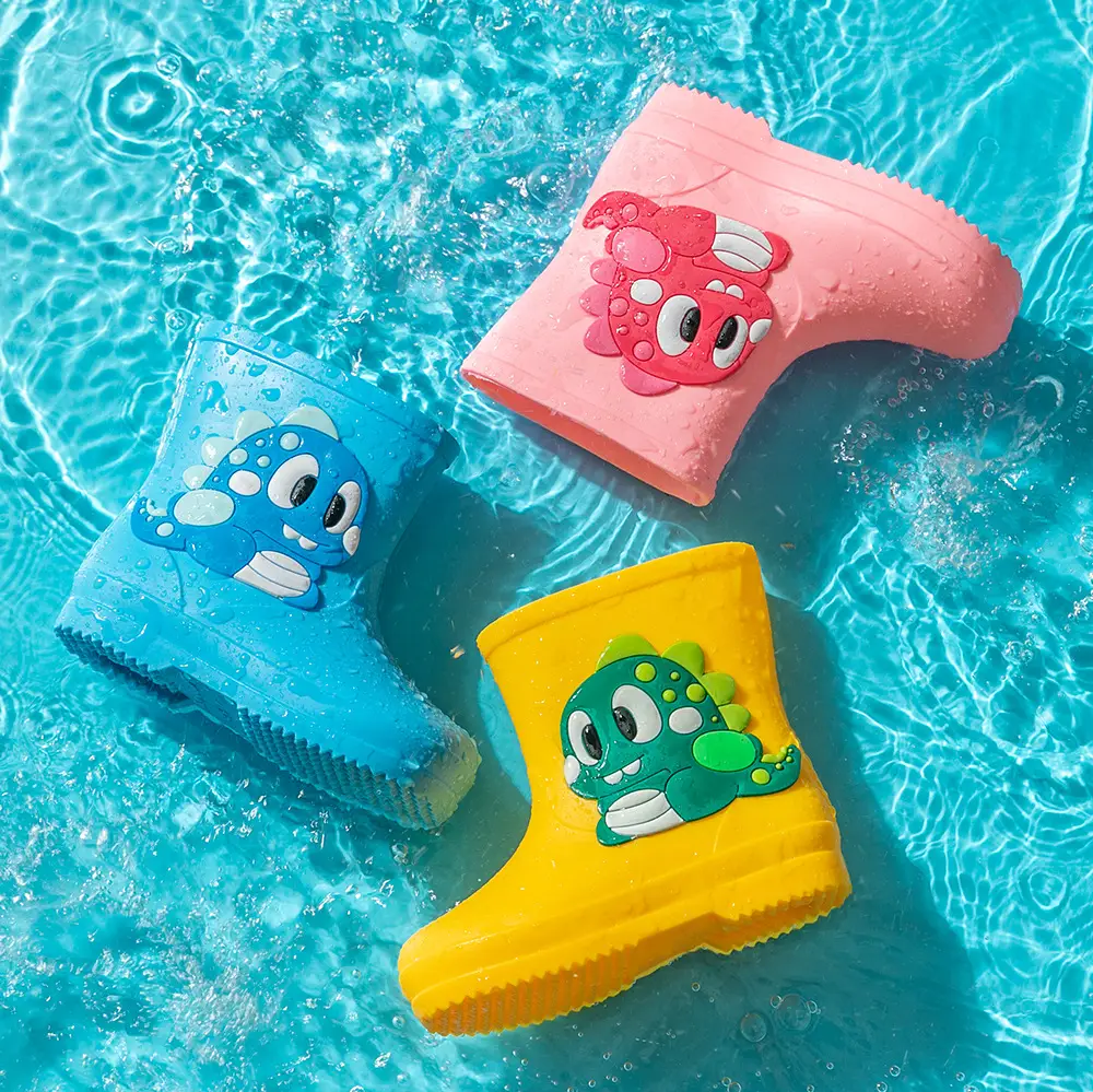 Children's cute rain boots waterproof non-slip 2-6 years old children's rain boots toddler rubber shoes baby water shoes cartoon overshoes