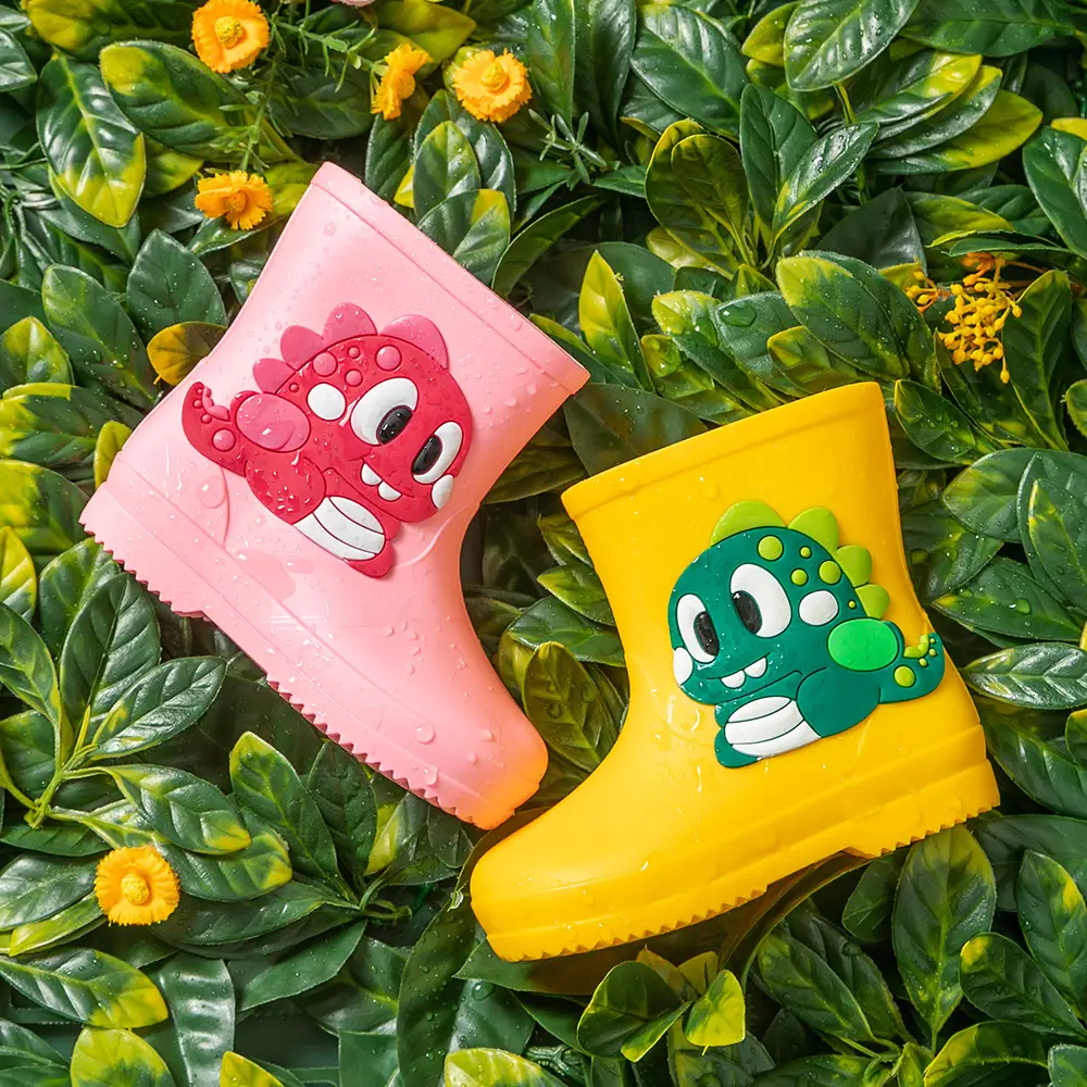 Children's cute rain boots waterproof non-slip 2-6 years old children's rain boots toddler rubber shoes baby water shoes cartoon overshoes