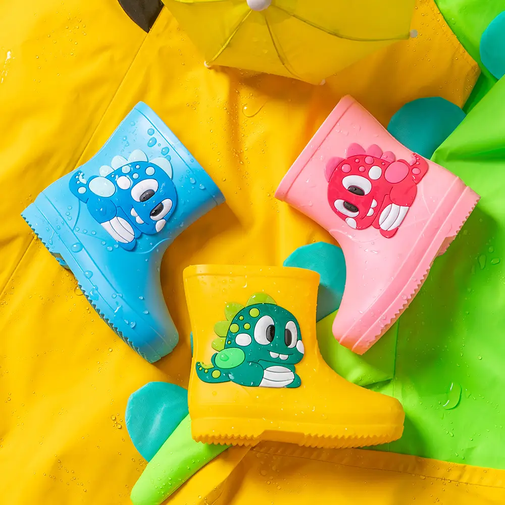 Children's cute rain boots waterproof non-slip 2-6 years old children's rain boots toddler rubber shoes baby water shoes cartoon overshoes