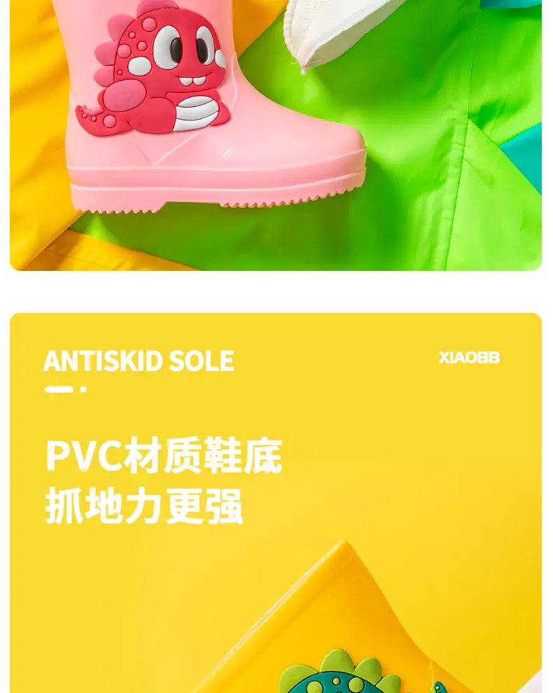 Children's cute rain boots waterproof non-slip 2-6 years old children's rain boots toddler rubber shoes baby water shoes cartoon overshoes — feature 10