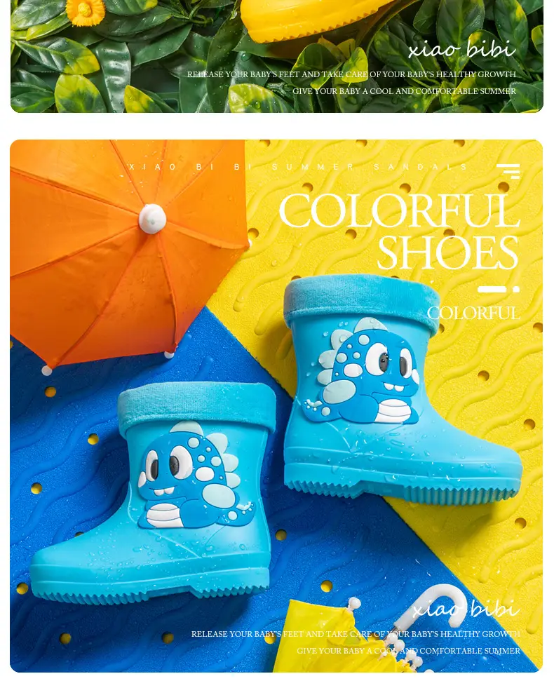 Children's cute rain boots waterproof non-slip 2-6 years old children's rain boots toddler rubber shoes baby water shoes cartoon overshoes — feature 15
