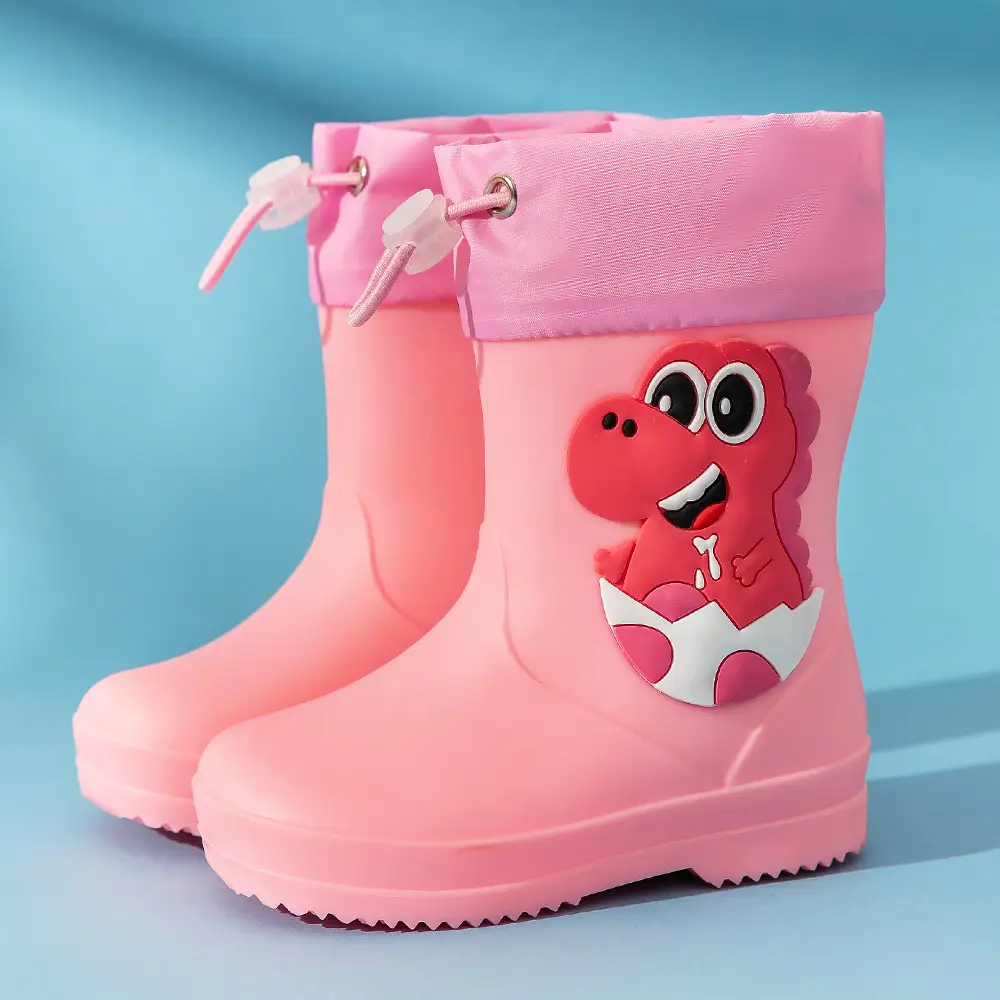 Children's cute rain boots waterproof non-slip 2-6 years old children's rain boots toddler rubber shoes baby water shoes cartoon overshoes