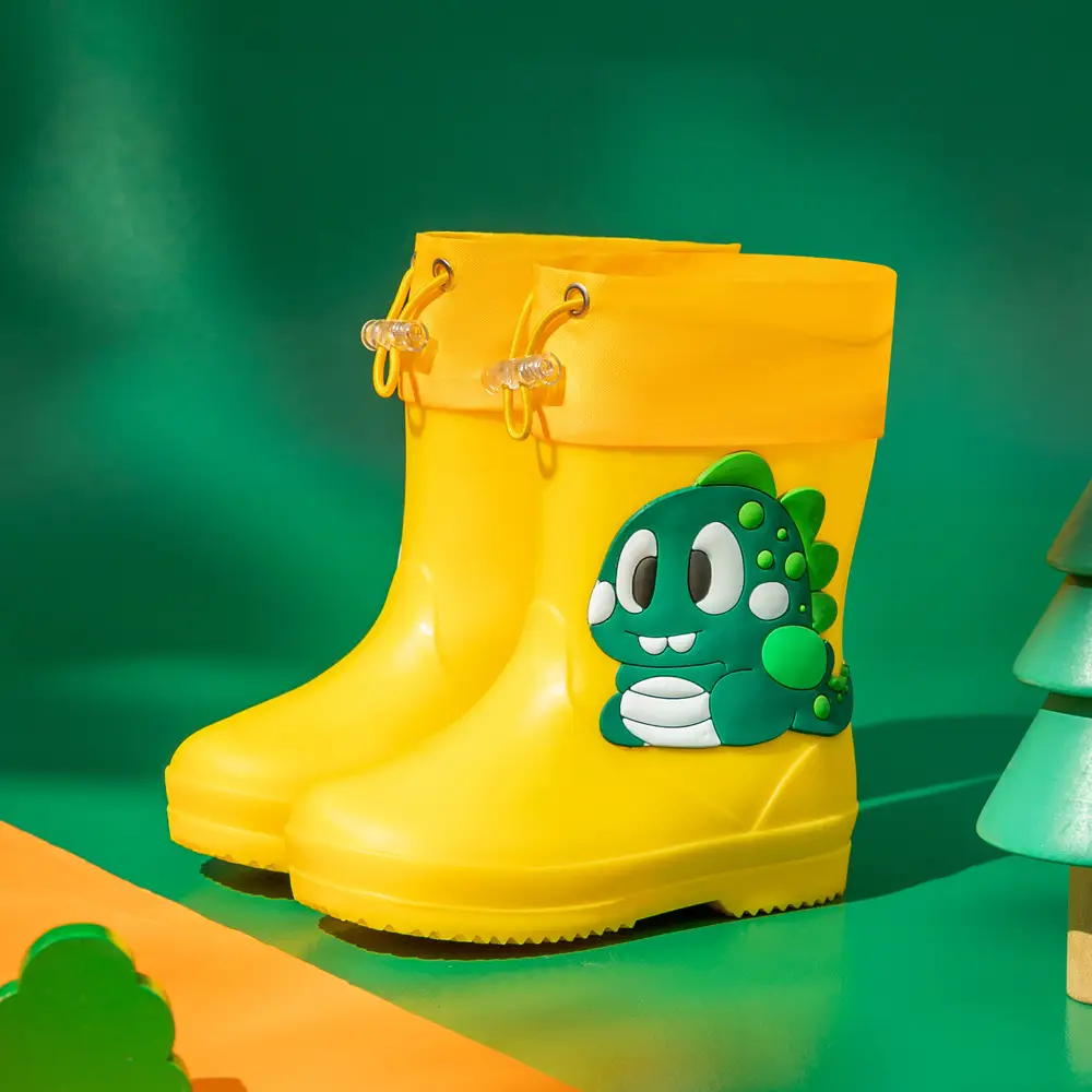 Children's cute rain boots waterproof non-slip 2-6 years old children's rain boots toddler rubber shoes baby water shoes cartoon overshoes