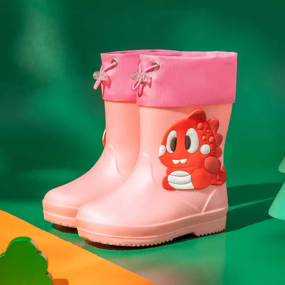 Children's cute rain boots waterproof non-slip 2-6 years old children's rain boots toddler rubber shoes baby water shoes cartoon overshoes