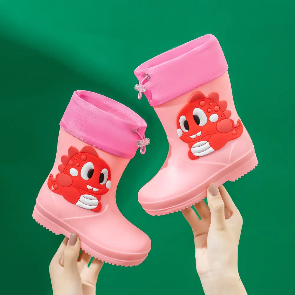 Children's cute rain boots waterproof non-slip 2-6 years old children's rain boots toddler rubber shoes baby water shoes cartoon overshoes
