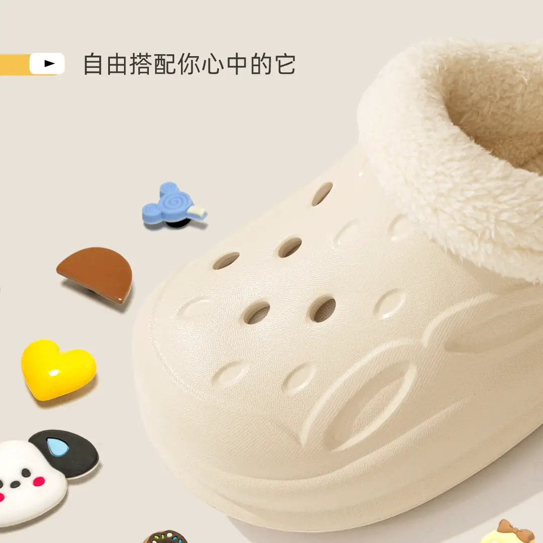 Couple's Clogs with Fleece Lining, Men's 2026 New Model, Winter Indoor Non-Slip Warm Thick-Soled Cotton Slippers, Women's Outdoor Wear — feature 33