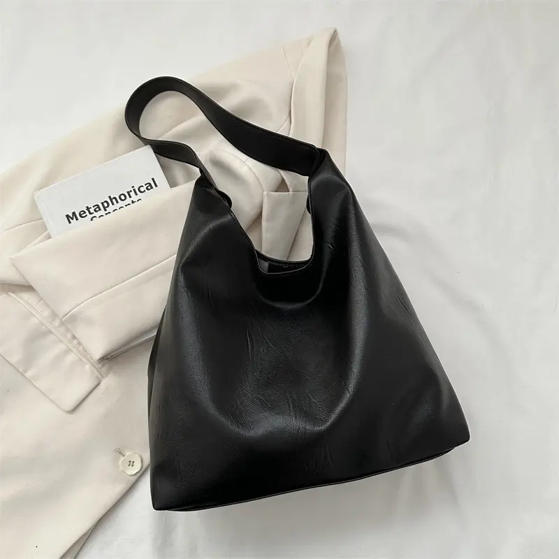 Black Textured Shoulder Bag for Women 2023 - Image 3