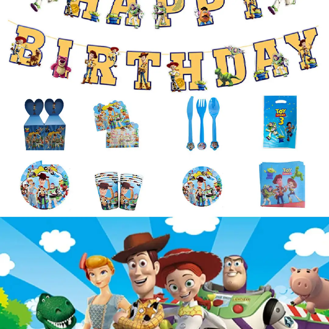 Toy Story 3 Party Supplies Candy Box Gift Bag Toystory Disposable Tableware Paper Plates Cups