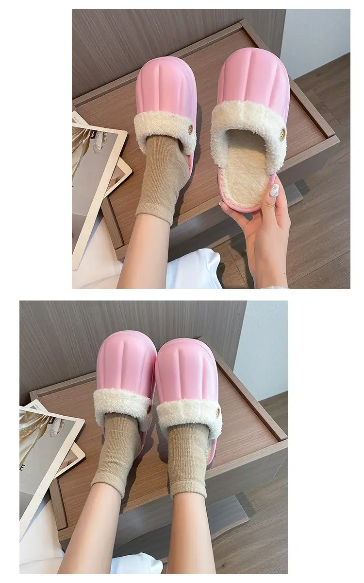 New couple's waterproof cotton slippers washed cotton slippers women's thickened non-slip confinement shoes men's autumn and winter cotton slippers fashion — feature 11