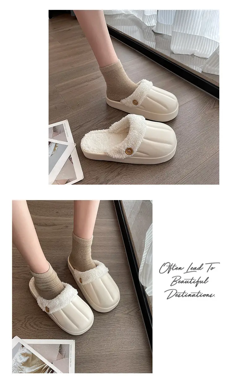 New couple's waterproof cotton slippers washed cotton slippers women's thickened non-slip confinement shoes men's autumn and winter cotton slippers fashion — feature 12