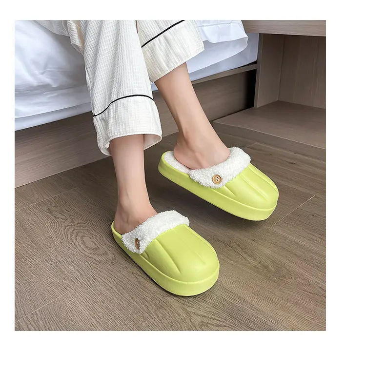 New couple's waterproof cotton slippers washed cotton slippers women's thickened non-slip confinement shoes men's autumn and winter cotton slippers fashion — feature 17