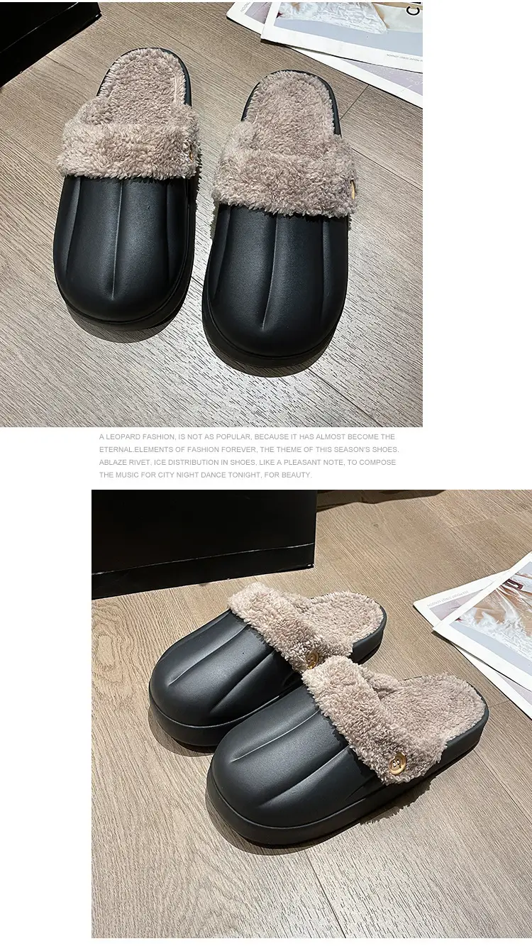 New couple's waterproof cotton slippers washed cotton slippers women's thickened non-slip confinement shoes men's autumn and winter cotton slippers fashion — feature 26