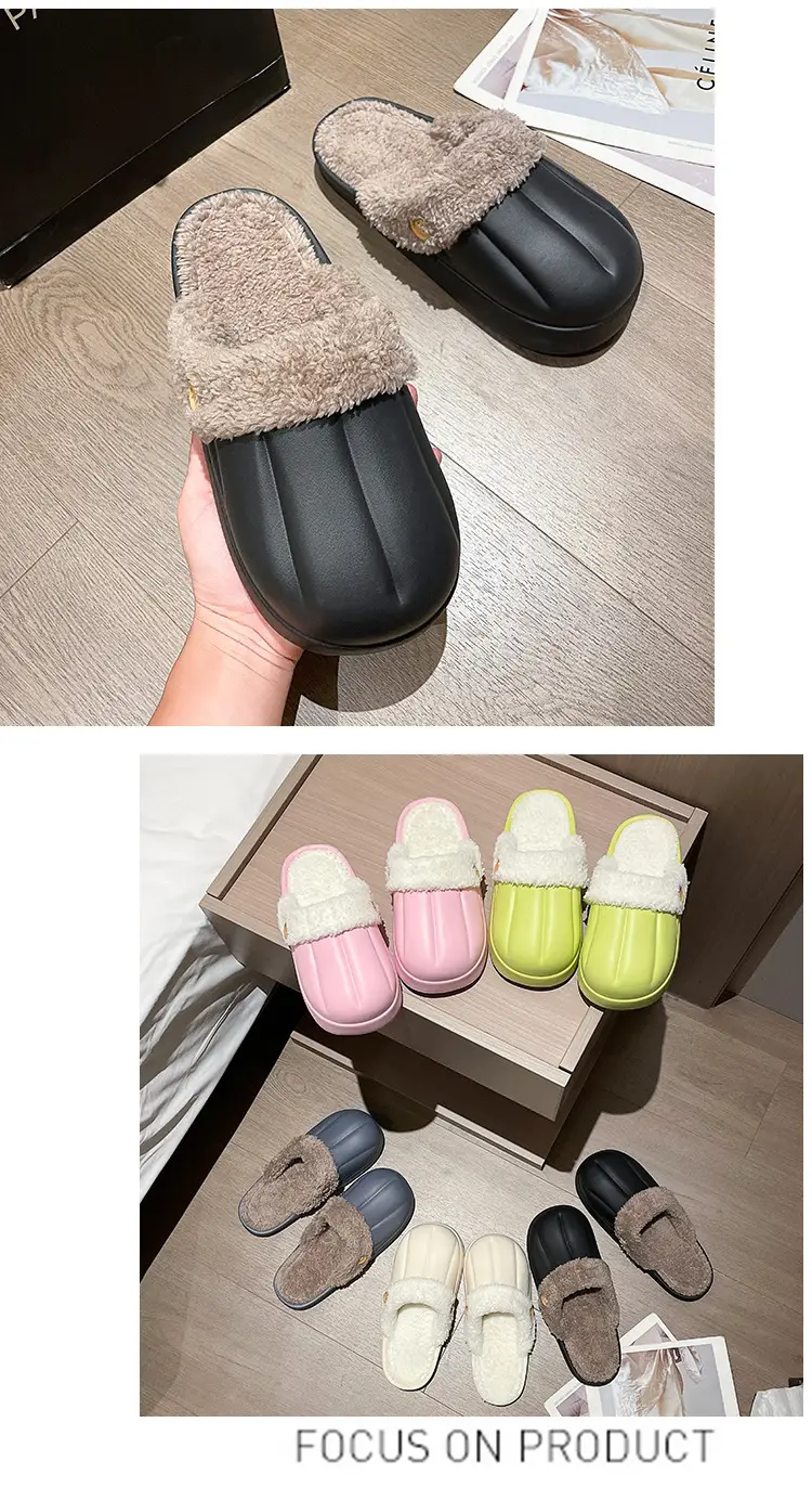New couple's waterproof cotton slippers washed cotton slippers women's thickened non-slip confinement shoes men's autumn and winter cotton slippers fashion — feature 27