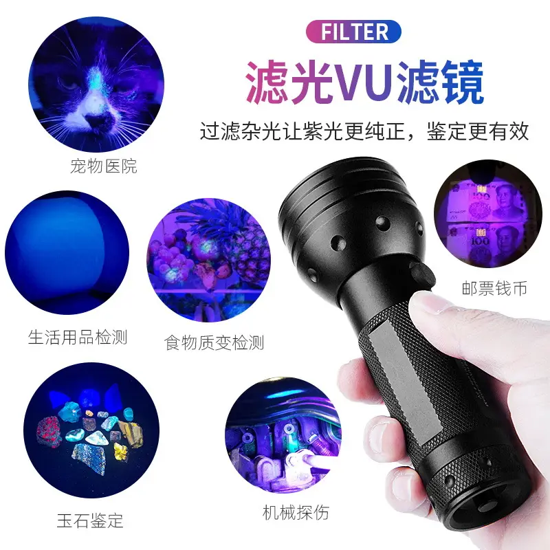 Purple UV Flashlight for Money & Counterfeit Detection