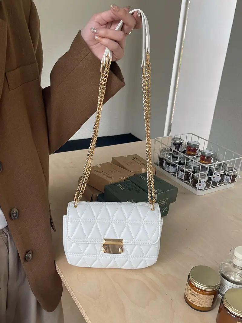 Chanel Style Rhombus Chain Bag Black Women's Shoulder Messenger