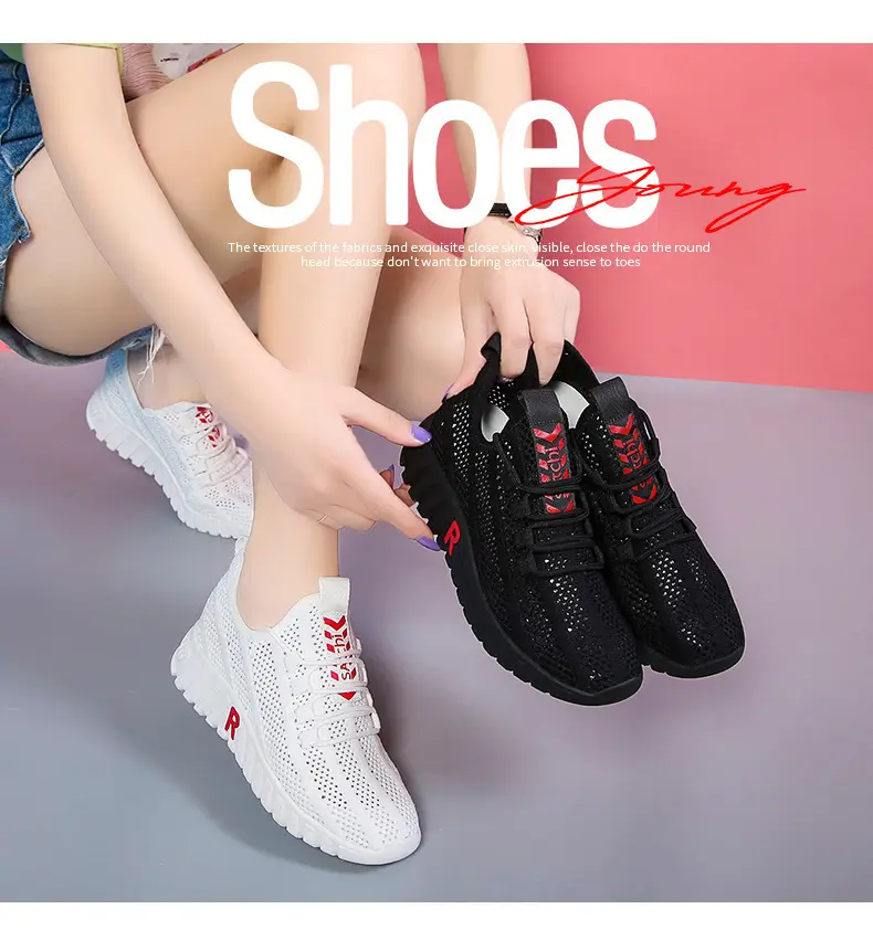 23 Years New Summer Women's Shoes Breathable Mesh Shoes Soft Sole Lightweight Sports Shoes Fashionable Versatile White Shoes Comfortable — feature 10