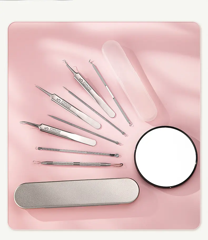 8-piece stainless steel acne care set — feature 8