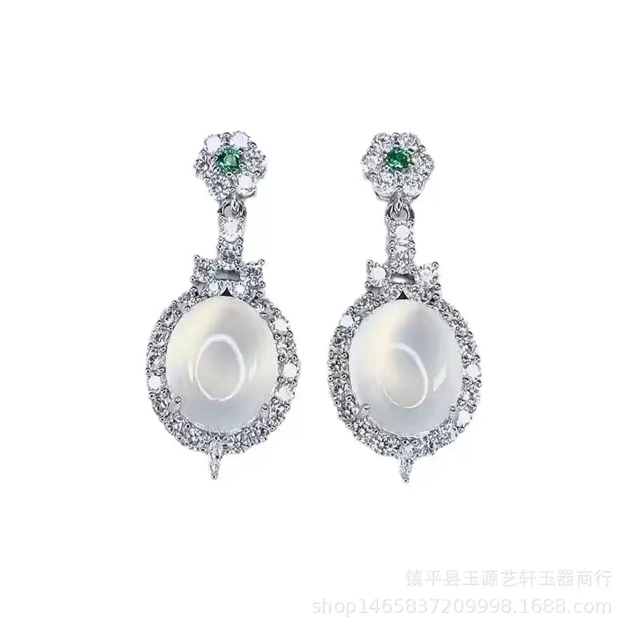 High Ice Inlaid Green Chalcedony Earrings Set - Image 12