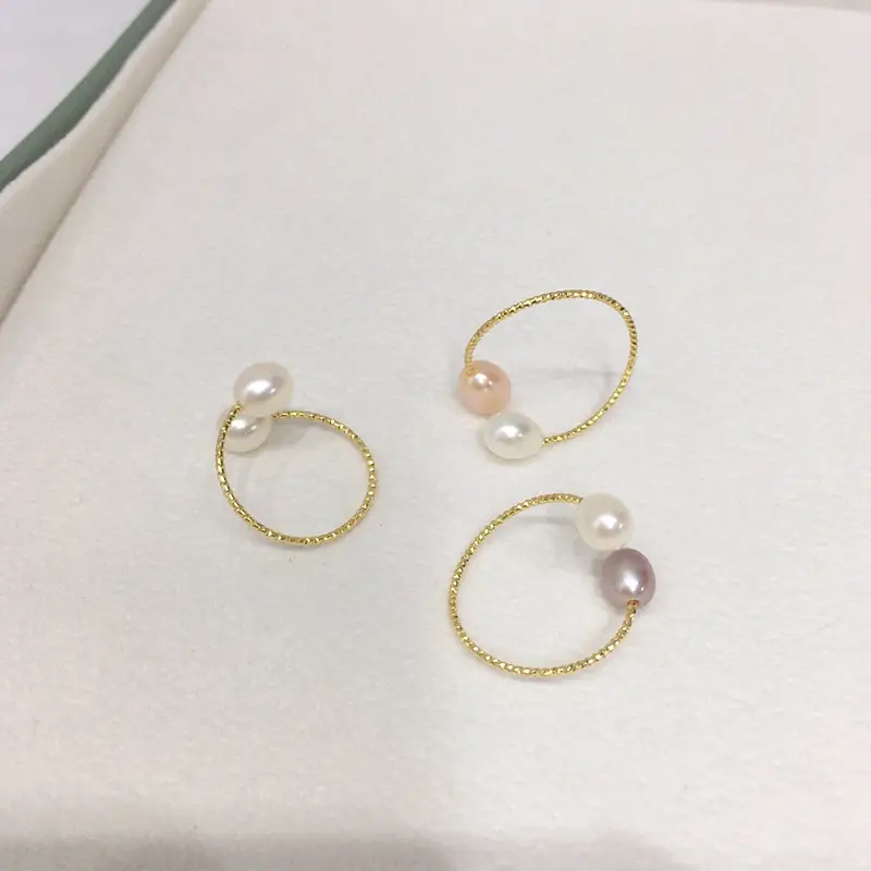 18K Gold-Filled Pearl Ring with Millet Beads - Image 4